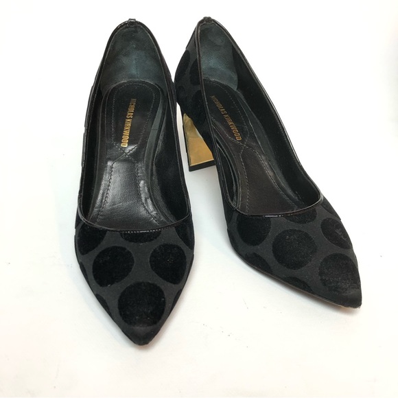 Nicholas Kirkwood Maeva Pearl Polka Dot Heels Sz 35 Velvet Pointed Toe Pumps - Picture 5 of 9